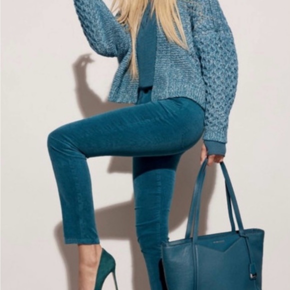 CAbi 4137 High Skinny velvet corduroy Jeans Moroccan Blue Size 14 - Picture 2 of 4